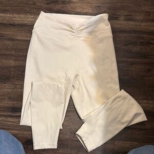 Cream High-Waisted Leggings